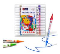 SKYGLORY 48 Colours Dual Brush Tip Acrylic Marker Set, Twin Brush Nib Marker Pen for DIY Crafts (24)