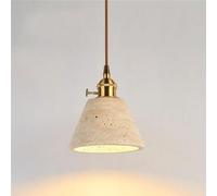 SKYGOO Japanese Yellow Travertine Bedroom Bedside Small Chandelier, Height-adjustable Master Bedroom Room Background Light Pendant Lighting， Single-head Creative B&B Hotel Restaurant Bar Ceiling Lamp