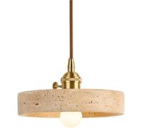 SKYGOO Japanese Yellow Travertine Pendant Lighting, Vintage B&B Hotel Bedside Ceiling Hanging Lamp With E 27 Base,Adjustable Height Living Dining Room Kitchen Island Bedroom Chandelier