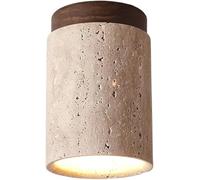 SKYGOO Mid Century Yellow Travertine Ceiling Light,Adjustable Height Natural Stone Close To Ceiling Lamp,Vintage Rustic Flush Mount Small Ceiling Lamp For Corridor Checkroom Restaurant Study Hallway B