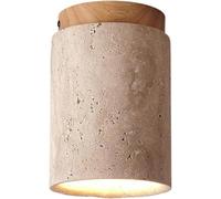 SKYGOO Mid Century Yellow Travertine Ceiling Light,Adjustable Height Natural Stone Close To Ceiling Lamp,Vintage Rustic Flush Mount Small Ceiling Lamp For Corridor Checkroom Restaurant Study Hallway B