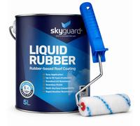 Skyguard Liquid Rubber Roof Coating - One Coat Waterproofing | 5 litres | Liquid Roof Repair for GRP, Felt & More | Roller Included (Black)