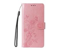 Skyhewen For 17 Pro Max Case, Premium PU Leather Embossed Flowers & Butterflies Wallet Case Card Holder Kickstand Magnetic Closure Flip Case Cover for 17 Pro Max, Pink
