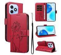 Skyhewen for Honor X8D Case, Kickstand Flip PU Leather Embossed Dandelion Wallet Book Case with Card Slots Shockproof Magnetic Closure Protective Phone Case Cover for Honor X8D, Red