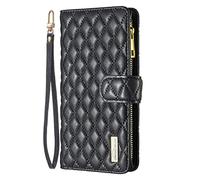 Skyhewen for iPhone 16 Case, Zipper Flip Wallet Shockproof PU Leather Case for Women Girls with Zip Pocket Magnetic Clasp Viewing Kickstand Card Holder Cover for iPhone 16, Black