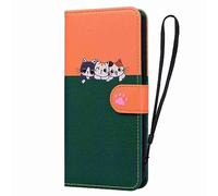 Skyhewen for iPhone 7/8 Case, iPhone SE 2020/2022 Case Flip Wallet PU Leather Cute Animal Case for Women Girls with [Kickstand] [Magnetic Clasp] [Card Holder] [2 Color Splicing] Cover, Orange & Green