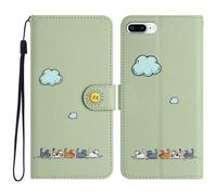 Skyhewen for iPhone SE 2022 Case, 2020 Case, iPhone 7/8 Case, Lovely Cats PU Leather Flip Wallet Case for Woman Girls, Shockproof Cute Cover with Kickstand Magnetic Clasp Card Holder, Green