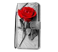 Skyhewen for Samsung Galaxy A16 Case, Shockproof Wallet PU Leather Flip Case with Card Holder Magnetic Stand Viewing Bumper Case Cover for Samsung Galaxy A16 4G/5G, Red Rose