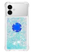 Skyhewen for Samsung Galaxy S26 Edge/ S26 Plus Case with Ring Holder, Glitter Floating Liquid Hearts Cute Sparkle Shockproof Silicone Case with 360 Degree Rotation Diamonds Stand, Silver Blue Stars