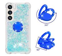 Skyhewen for Samsung Galaxy S26/ S26 Pro Case with Ring Holder, Glitter Floating Liquid Hearts Cute Sparkle Shockproof Silicone Phone Case with 360 Degree Rotation Diamonds Stand, Silver Blue Stars
