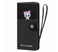 Skyhewen iPhone 7/8 Case, iPhone SE 2020/2022 Case Flip Wallet PU Leather Cute Animal Case for Women Girls with [Kickstand] [Magnetic Clasp] [Card Holder] [2 Color Splicing] Cover, Black & Gray