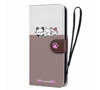 Skyhewen iPhone 7/8/SE 2020/2022 Case Flip Wallet PU Leather Cute Animal Case with Kickstand, Magnetic Clasp, Card Holder, 2 Color Splicing, White & Rose Gold