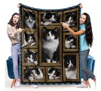 SKYIGC Tuxedo Cat Blanket Gifts for Women Men, Cozy Fuzzy Soft Throw Blanket for Couch Bed Travel Lightweight Plush Flannel Fleece Blankets and Throws for Sofa Chair Camping Car, Throw Size 50" x 60"