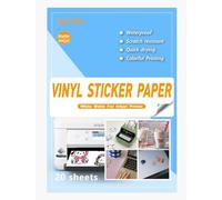 SKYIOL A4 Matte White 20 Sheets Sticker Paper for Printer, Printable Waterproof Vinyl Paper for Inkjet, Laser, Cricut