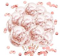 SKYIOL Rose Gold Confetti Balloons with Glitter - 50 Pcs 12 Inch Latex Party Balloons for Kids, Girl, Women Birthday, Wedding, Baby Shower, Anniversary Party Decorations