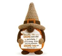 Skyists Mini Fall Gnome Crochet Doll with Encouragement Card - GNOME-Body Positive Autumn Decor, Thanksgiving &Christmas Gnomes Gift for Daughter Coworkers Friends Women Men, Office Desk Table Deco