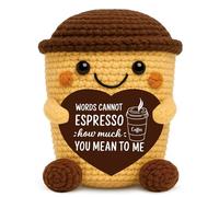 Skyists Romantic Coffee Gift for Women Men Handmade Crochet Mini Coffee Cup Plush with Card Cute Crochet Espresso Decor for Girlfriend Boyfriend Anniversary Valentine’s Day Long Distance Love Gift 2