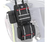 SKYJDM ATV Fender Bag Waterproof, Detachable ATV Rear Storage Bags with Drink Holder & Cooler Compatible with Sportsman Polaris Scrambler Grizzly Kingquad Cfmoto FourTrax, Black & Red