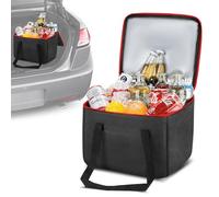 SKYJDM Portable Soft Cooler Bag, Collapsible Insulated Leak-Proof Car Cooler Bag, Insulated Ice Chest with Waterproof Zipper, Leak-Proof Organizer for Cars, Fits Most Vehicles, Red