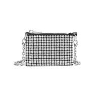SkyjOy Rhinestone Purses For Women Rhinestones Bags Ladies Purse For Fashion Party Chain Mini Shoulder Bags Rhinestone Crossbody Bag(Silver)