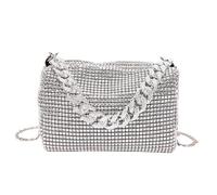SkyjOy Rhinestone Purses For Women Women's Bag Bags Purse Trend Ladies Crossbody Bag Small Messenger Bag Rhinestone Crossbody Bag(Silver)