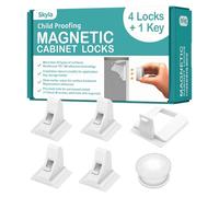 SKYLA HOMES Magnetic Cabinet Locks Baby Proofing Child Safety - The Safest Quickest and Easiest Multi-Purpose 3M Adhesive Child Proof Latches, No Screws or Tools Needed (4 Pack), White