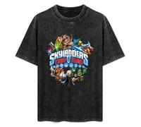 Skylanders Trap Team Summer Casual Tee Short Sleeve Crew Neck Cotton Tops Unisex Washed Vintage T-Shirt Black L