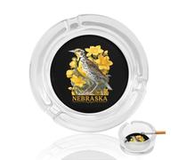 Skylark Nebraska Bird Round Glass Ashtray Washable Simple Ash Trays