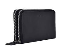 SKYLE Beige RFID Protected Genuine Leather Wallet for Women |21 Cards Slots | RFID Protection | 1 ID Slots | 2 Currency Compartments | 1 Zipper Pockets | 3 Hidden Slots | Zipper Closure, BLACK, Casual