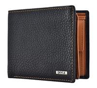 SKYLE Bifold Leather Wallet for Men, RFID Protected Men's Wallet, Slim and Durable, Two-Tone Stitching, Coin Bag with Card Holder, ID Window and Pocket, Havana, M, Casual
