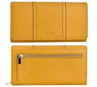 SKYLE Black RFID Protected Genuine Leather Wallet for Women |11 Cards Slots | RFID Protection | 2 Currency Compartments | 1 Zipper Pockets | 3 Hidden Slots | 3 ID Slots | Button Closure., MUSTRUD