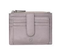 skyle RFID Protected Leather Bifold Card Holder for Women with 9 Card Slots and ID Window and Zipper Pocket for Cash and Coins, Italian Design, taupe, 11x8x2,5 cm, Minimalist