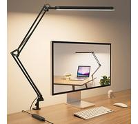 SKYLEO Desk Lamp - 80cm Desk Light - 5 Color Modes X 11 Brightness Levels - Adjustable Swing Arm - Timmer & Memory Function - 12W Study Lamp - Black