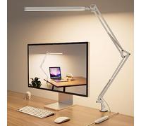 SKYLEO Desk Lamp - 80cm Desk Light - 5 Color Modes X 11 Brightness Levels - Adjustable Swing Arm - Timmer & Memory Function - 12W Study Lamp - White