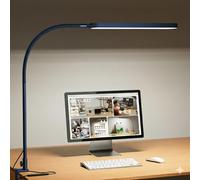 SKYLEO Desk Lamp - LED Desk Light - Flexible Gooseneck - 5 Color Modes X 11 Brightness Levels - 1300LM - Timmer & Memory Function - 12W Clip on Light - Blue