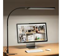SKYLEO Desk Lamp - LED Desk Light - Flexible Gooseneck - 5 Color Modes X 11 Brightness Levels - 1300LM - Timmer & Memory Function - 12W Clip on Light - Black
