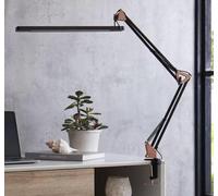 SKYLEO LED Desk Lamp with Clamp - LED Desk Light for Office - 5 Color Modes X 11 Brightness Levels - 1200LM - Memory Function - 12W Study Lamp - Rose Gold with Black