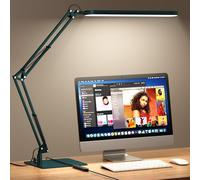 SKYLEO LED Desk Lamp with Slim Base - Adjustable Swing Arm Desk Light, Dimmable, Timer, Eye Protection, Memory Function, 1300LM, 12W, Green