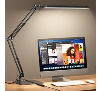 SKYLEO LED Desk Lamp with Slim Base - Adjustable Swing Arm Desk Light, Dimmable, Timer, Eye Protection, Memory Function, 1300LM, 12W, Black