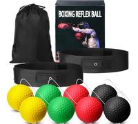 Skylety 10 Pcs Boxing Reflex Ball Headband Set Includes 8 Different React Reflex Ball and 2 Adjustable Headbands for Beginner Proficiency Improvement Fight Skill Hand Eye Coordination Training
