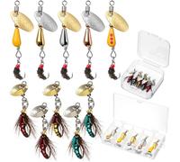 Skylety 10 Pieces Mini Fishing Lures Fishing Hard Baits Hooks Crankbaits Lures Baits Topwater for Freshwater Saltwater Trout Bass Perch with Box(Fly)