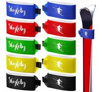 Skylety 10pc Adjustable Ski Carrying Straps, Red, Blue, Black