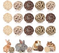 Skylety 15 Pcs Bunny Chew Balls Grass Toys for Rabbit Guinea Pig Hamster | Classic style, 1.97 in, natural woven grass, safe to chew and eat, for chinchillas mice, teeth grinding rolling gnawing play