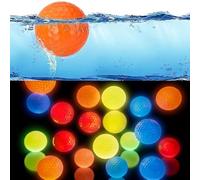 Skylety 16 Pack Glow in The Dark Floating Golf Balls 4 Colors Luminous Practice Water Floater Golf Balls 1.68 Inch Regulation Size for Night Water, Synthetic Rubber Core, Red, Orange, Yellow, Blue