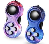 Skylety 2 Pcs Fidget Toys for Adults Controller Fidget Pad Stress Relief Cube Clicker Game Controller Sensory Educational Toy for Adhd Autism Relief Stress Anxiety(Starry Purple and Starry Blue Style)