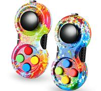 Skylety 2 Pcs Fidget Toys for Adults Fidget Pad Christmas Basket Stuffers Stress Relief Cube Clicker Controller Sensory Educational Toy for ADHD Autism Spinner(Graffiti Style)