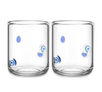 Skylety 2 Set Evil Eye Icon Juice Glass Cups with Straw, 14 oz