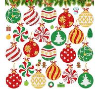 Skylety 20 Pcs Winter Diamond Art Ornaments Ball Diamond Painting Kit for Adult 5d DIY Gift Wrap Tags with Rope Winter Hanging Ornaments for Party Craft Decor