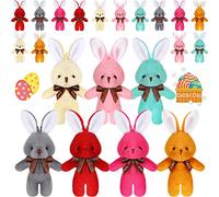 Skylety 21 Pieces Small Bunny Stuffed Animal Bulk 6.3 Inch Mini Bunny Plush 7 Colors Soft Tiny Plush Toys Small Rabbit Doll Keychain Cute Birthday Valentines Easter Party Decorations(Cute Style)