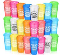 Skylety 24 Pcs Thank You Gifts You Are Awesome Coffee Cups with Lid 16 oz Plastic Tumblers Bulk Inspirational Christmas Appreciation Gift for Employee Coworker Teacher Colleague (Bright Colors)